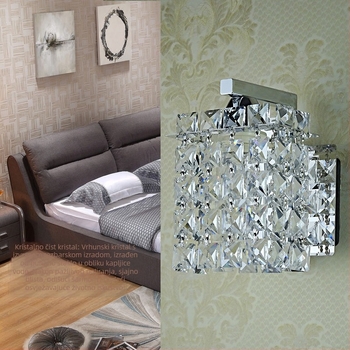 Kristalna zidna svjetiljka s jednom glavom, kreativan minimalistički modern dizajn, zlatni ogledni završetak, za spavaću sobu, dnevni boravak i hodnik