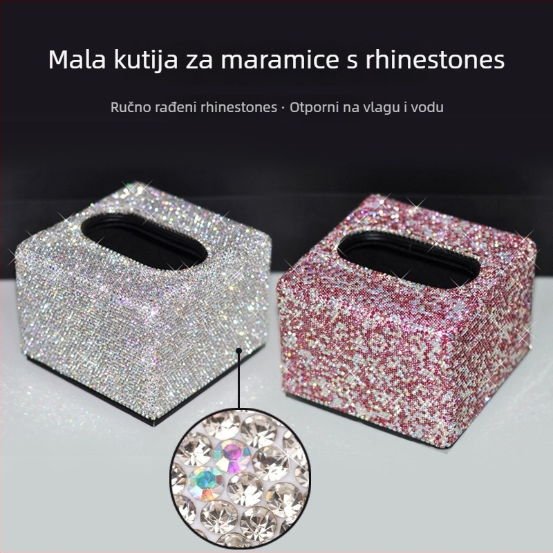 Kvadratna kutija za maramice s dijamantnom ukrasom