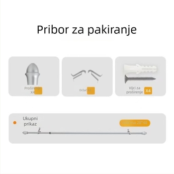Srebrna moderna minimalistička šipka za zavjese, kavne boje, izdržljiva metalna, vodootporna i otporna na hrđu, za montažu bušenjem