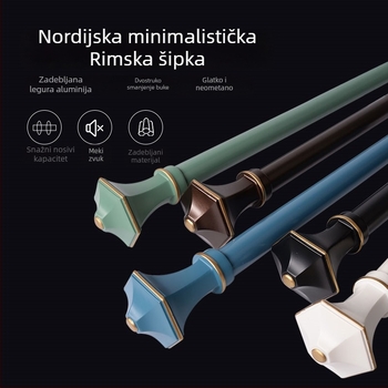 Aluminijska zavjesna šina, plavo-zelena pojačana rimska šipka, nordijsko-mediteranski minimalistički balkon i prozor