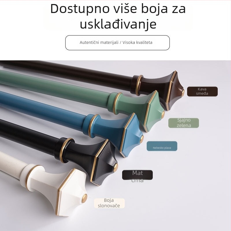 Aluminijska zavjesna šina, plavo-zelena pojačana rimska šipka, nordijsko-mediteranski minimalistički balkon i prozor