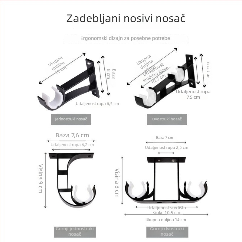 Aluminijska zavjesna šina, plavo-zelena pojačana rimska šipka, nordijsko-mediteranski minimalistički balkon i prozor