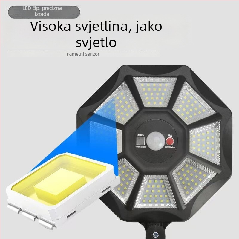 Integrirana solarna ulična svjetiljka i zidna svjetiljka za vanjsku upotrebu, senzor pokreta i daljinsko upravljanje