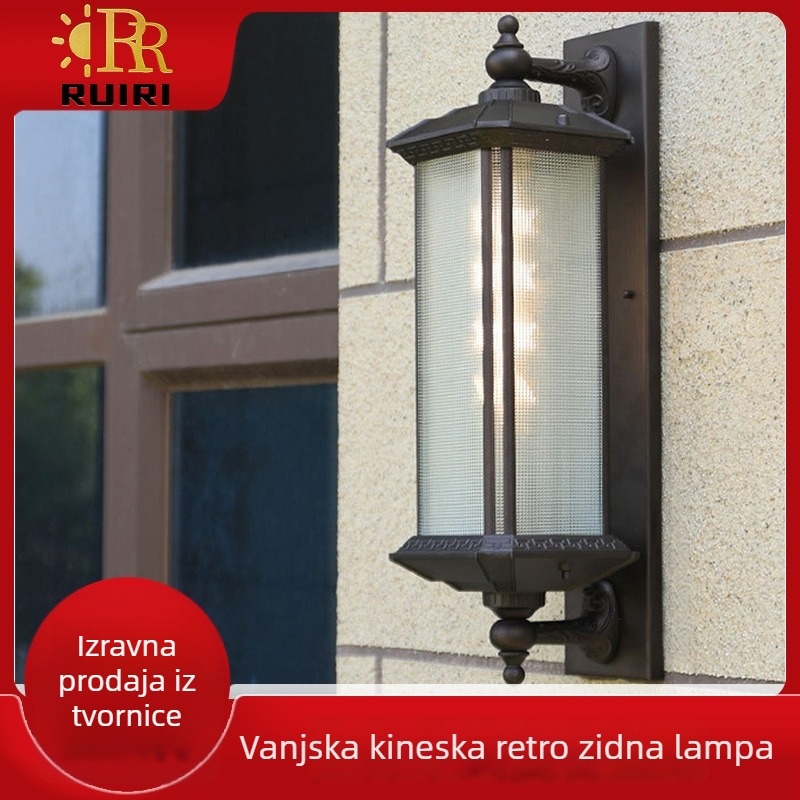 Vanjska LED zidna svjetiljka s kineskim retro stilom, vodootporna dekorativna rasvjeta za vrt