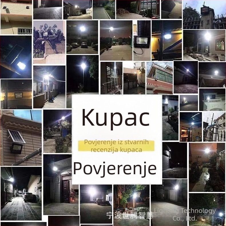 LED solarna ulična svjetiljka s integriranim vanjskim zidnim svjetlom, IP65 vodootporna rasvjeta za cestu, visina 6 m, seoska vrtna svjetiljka