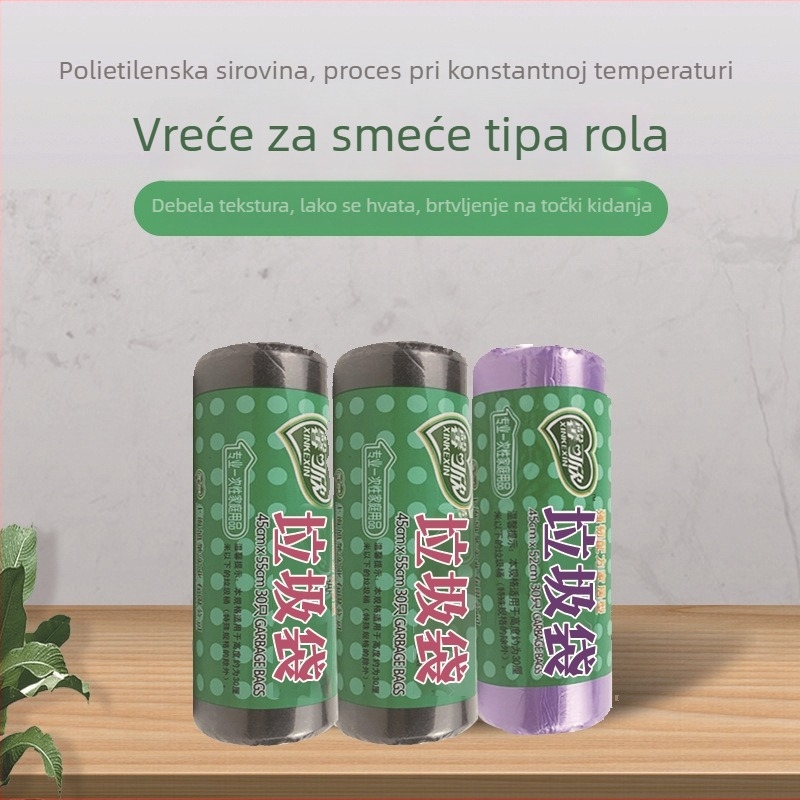 Polietilenske vreće za otpad, jednokratne, s ravnim otvorom, crne, debele, srednje i velike, za kućnu upotrebu (kupaonica i kuhinja)