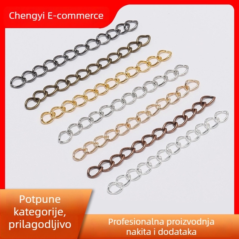 Produžni lančići za ogrlice, narukvice i naušnice; prilagodljive lančiće; materijali za DIY nakit
