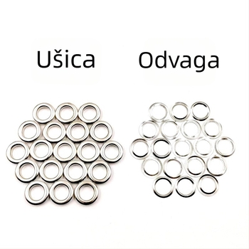 100 setova 8 mm bakrenih kružnih očica i set alata za ugradnju očica