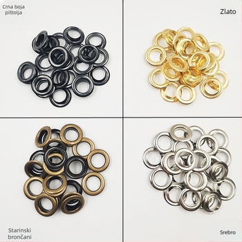 Set alata za ugradnju bakrenih metalnih očiju promjera unutarnjeg 12 mm, 100 setova, 4 boje; pogodno za tende, torbe, zavjese, sjenila mrežu i tarpaulin
