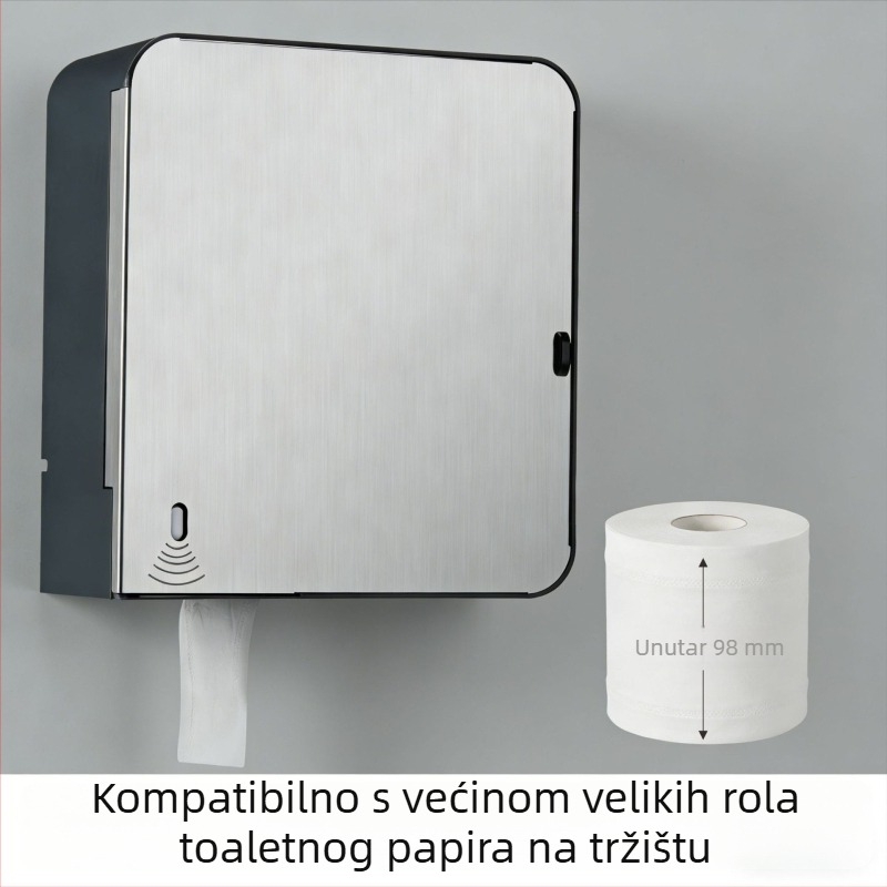 Dispenzer za toaletni papir od nehrđajućeg čelika 304 sa senzorom, četiri postavke podešavanja za velike role, zidna montaža