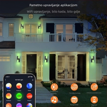 Vanjska dvostruka pametna zidna svjetiljka, RGB grafiti, upravljanje aplikacijom, glasovno upravljanje, glazba, DIY zidna svjetiljka