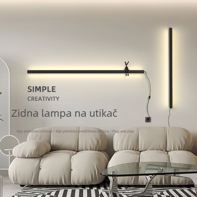 Prilagođena minimalistička zidna LED linearna svjetiljka za spavaću sobu, dekoracija i atmosfera, pozadina TV-a, duga traka
