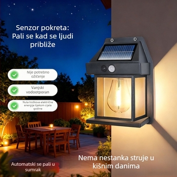 Solarne vrtne zidne svjetiljke sa senzorom pokreta, IP65, vodootporne, dugotrajno ambijentalno osvjetljenje za vanjski prostor