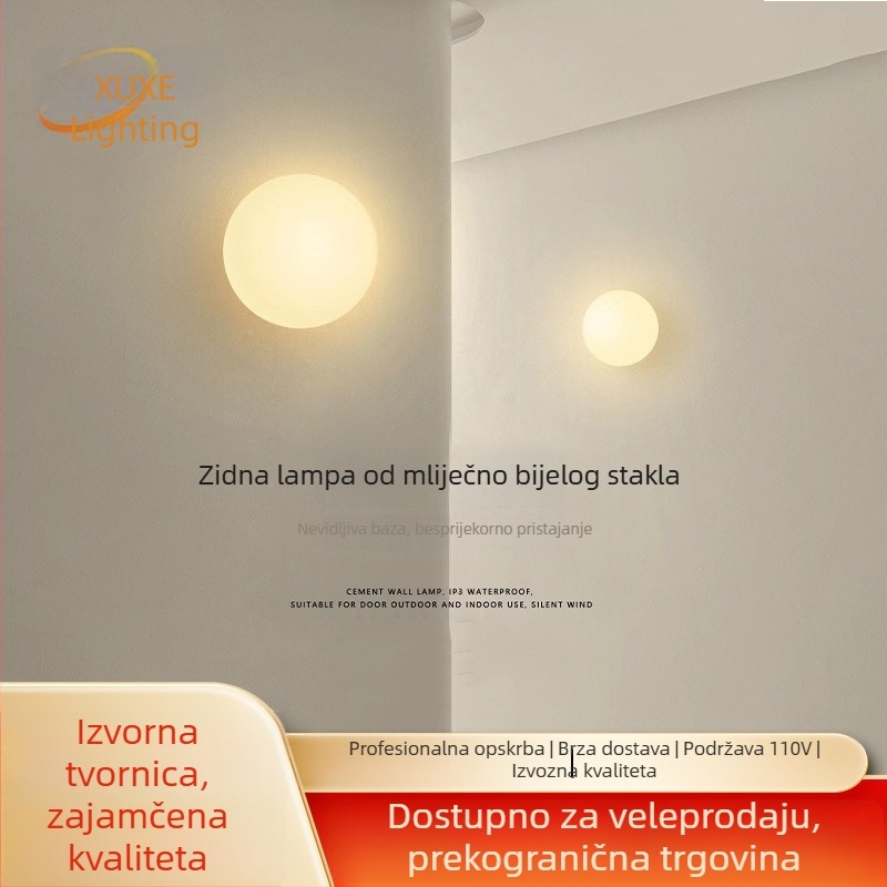 Prilagođena kuglična staklena zidna svjetiljka, skandinavski minimalistički dizajnerski stil, za dnevni boravak i spavaću sobu