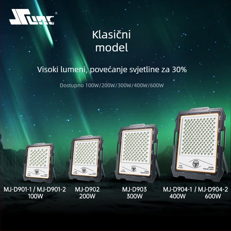 Solarni vanjski flood light za dvorište i zidnu lampu, prenosna svjetiljka s daljinskim upravljanjem, IP65 vodootporan