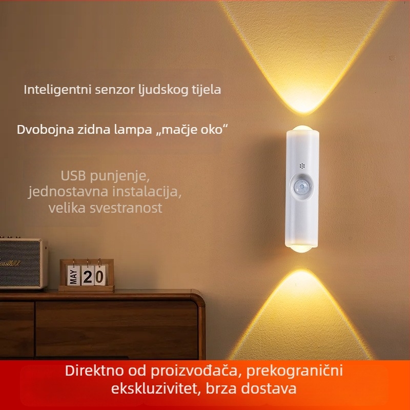 Noćno zidno svjetlo s RGB gradijentom, magnetskim držačem, senzorom pokreta, punjivo