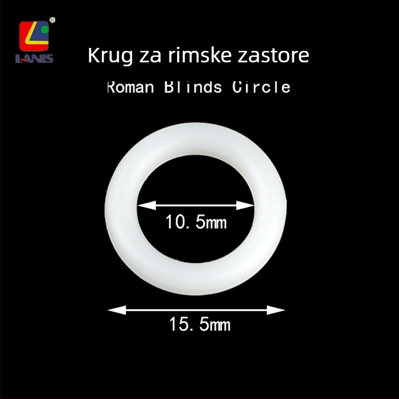 Bijeli plastični prstenovi za rimske zavjese, mali prstenovi za vješanje, promjer 15,5 mm