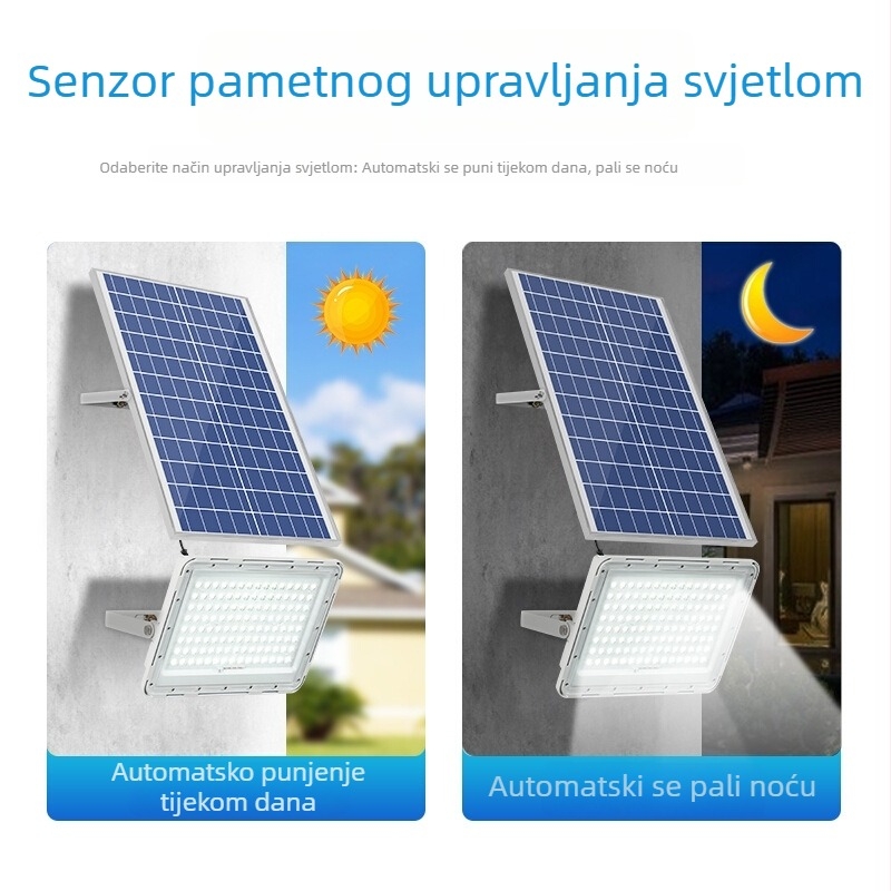 Solarna vanjska zidna lampica za vrt – LED rasvjeta, IP65, vodootporna, s daljinskim upravljanjem