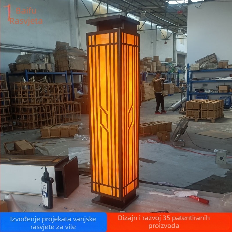 Vanjska zidna svjetiljka, kineskog stila, nehrđajući čelik, 220V, IP65, 360° LED rasvjeta, 1000 lm, 3000K, za vilne komplekse, dvorišta i balkone