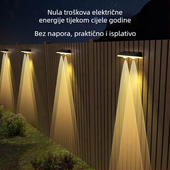 Solarna senzorska zidna svjetiljka IP67 za vanjske ograde, vrt i dvorište, inteligentna kontrola osvjetljenja RGB, 0.6W
