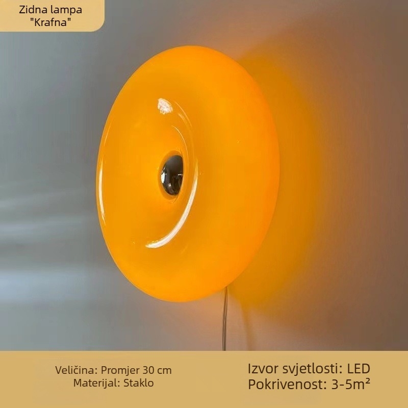 Zidna lampa u obliku krofne, inspirirana vintage Bauhaus, s dodirnim prekidačem, ambijentalno osvjetljenje za spavaću sobu i dnevni boravak