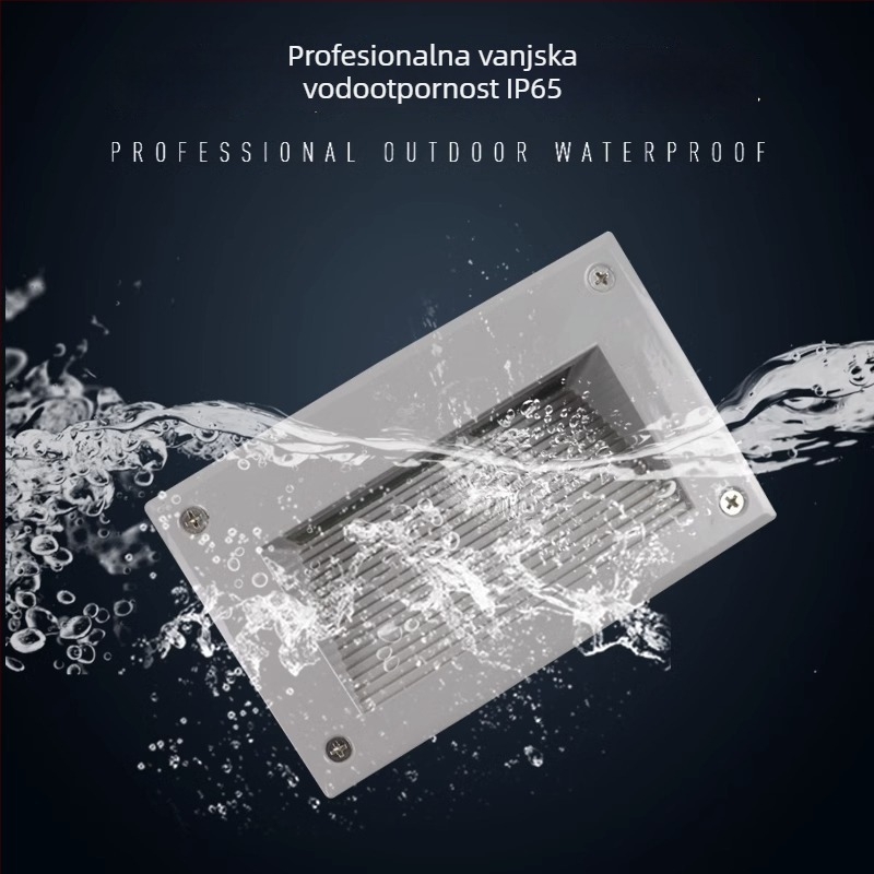 LED ugrađena kutna svjetiljka, vodootporna svjetiljka za stepenice i hodnik, kvadratna zidna svjetiljka s projekcijom