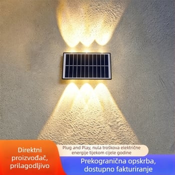 Solarna LED zidna svjetiljka za vanjsku upotrebu, IP65 vodootporna, wall washer s gore-dolje osvjetljenjem, LED