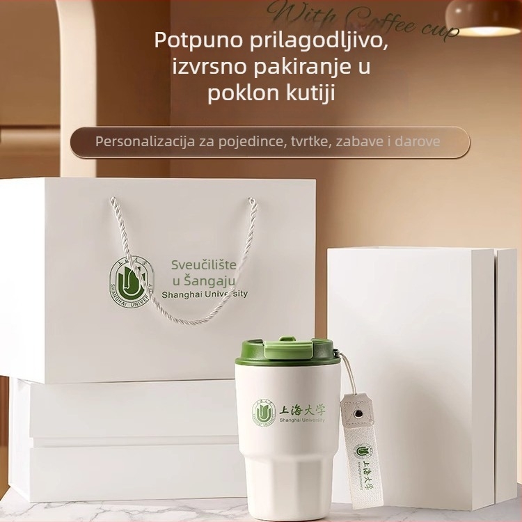 Nova verzija osmerokutne termoske od 316 nerđajućeg čelika, s mogućnošću tiska logotipa, minimalistička šalica za kavu u poklon kutiji