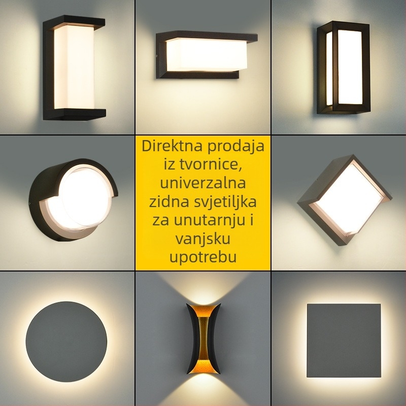Vanjska zidna LED svjetiljka od aluminija, vodootporna LED svjetiljka za dvorište i vrt