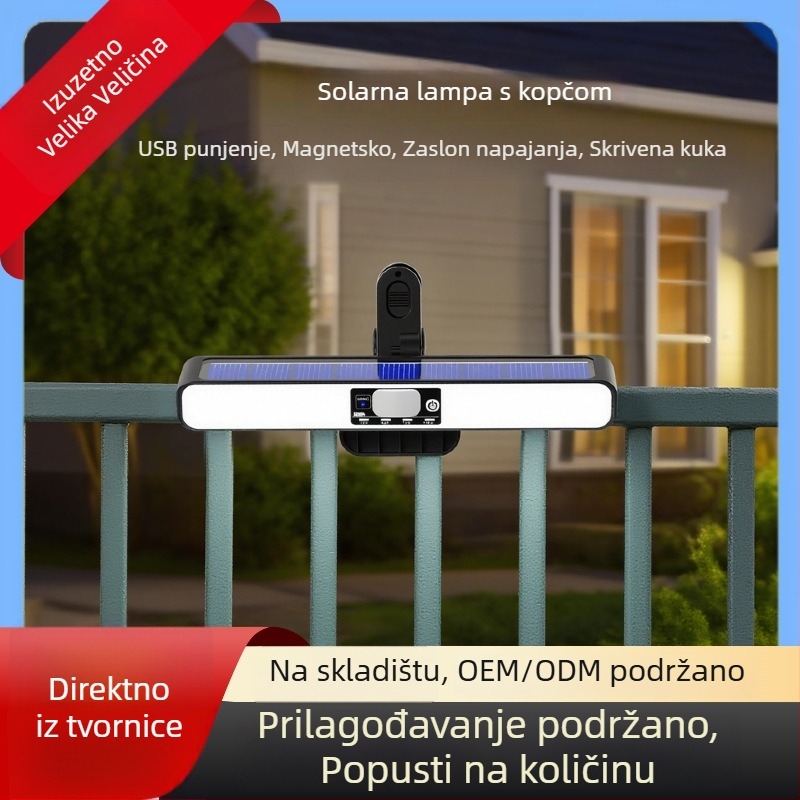 Novo solarni zidno svjetlo sa senzorom, vodootporno, pogodno za unutarnju i vanjsku upotrebu, rasvjeta za ogradu i dvorište sa senzorom i klipsom.