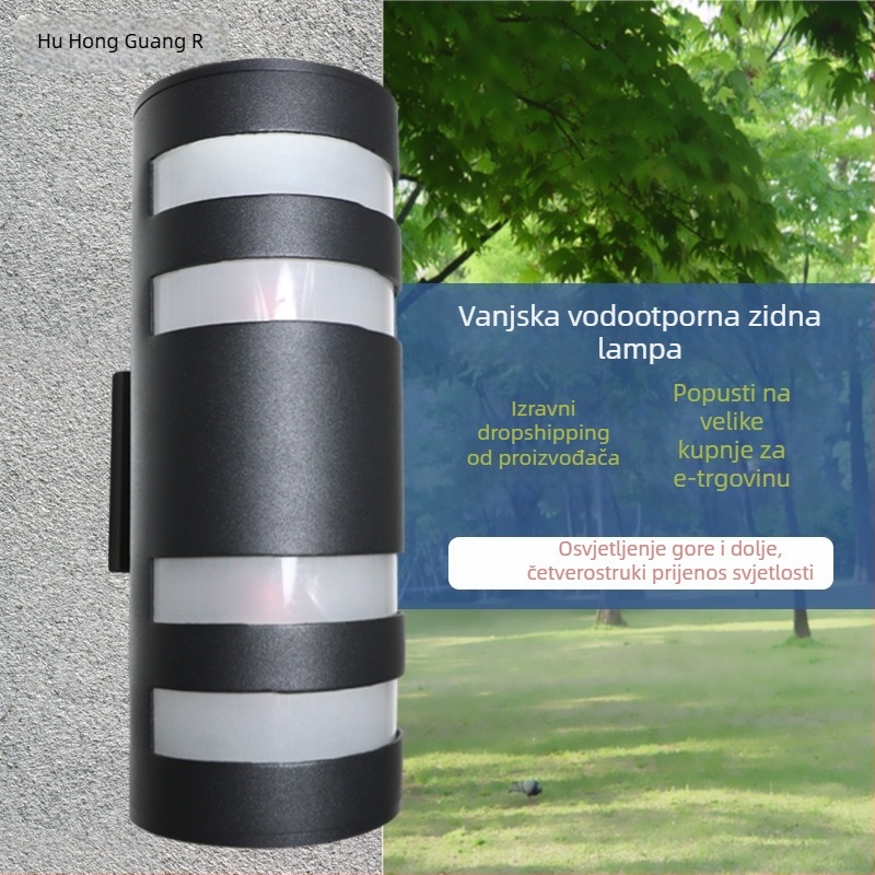 Vanjska zidna svjetiljka s dvije glave, svjetlo prema gore i dolje, IP65, aluminijsko kućište za vanjske hodnike
