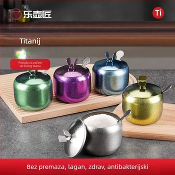 Titanijev spremnik za začine s žličicom – antibakterijski, otporan na vlagu, kuhinjska pohrana