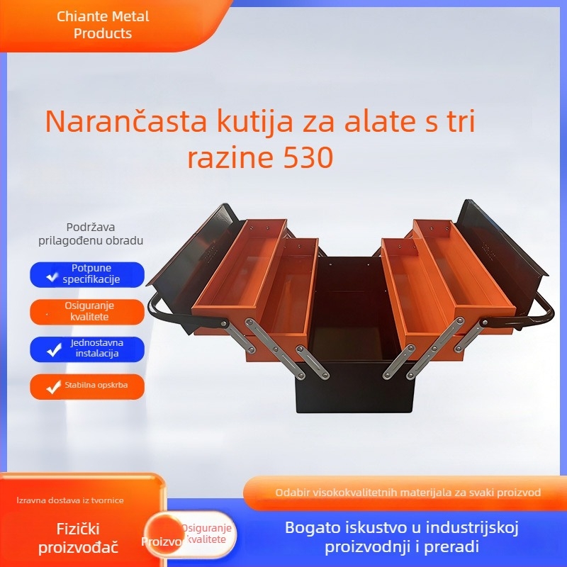Sklopiva prenosiva kutija alata s tri razine, za popravak vozila, mehanički alati, velik kapacitet