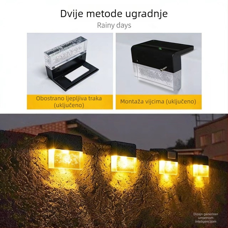 Solarna vanjska zidna svjetiljka za dvorište i balkon, dekorativno osvjetljenje vrta, vanjsko osvjetljenje za stepenice, ambijentalno osvjetljenje ograde