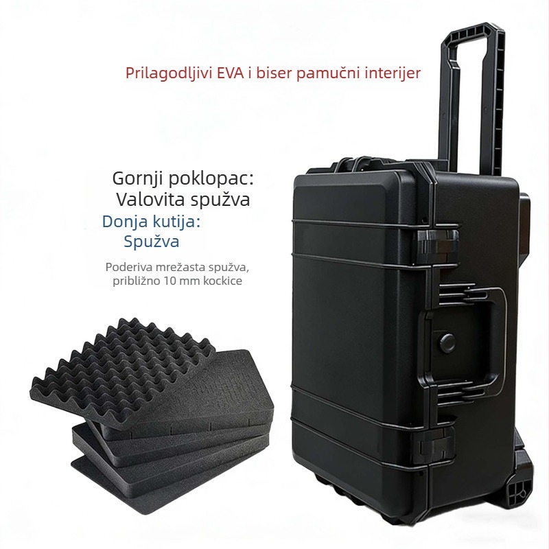 Ojačana kolica kutija za opremu od PP plastike, s pretincem za gimbal i zaštitna kutija za vanjsku fotografsku opremu