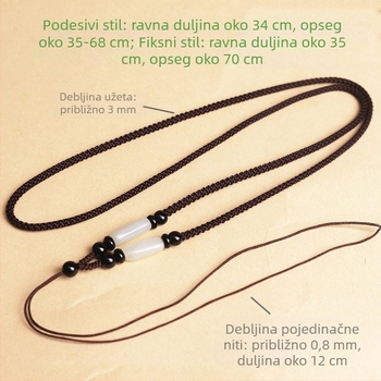 Ručni šivani najlonski kaiš od Hetijanskog nefrita s podesivim privjeskom za muškarce i žene