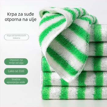 Krpa za pranje posuđa od bambusovih vlakana, otporna na mrlje ulja, bez dlačica, visoko upija vodu, prugastog uzorka, za posude i zdjele