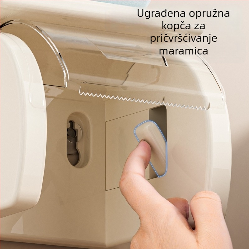 Zidni držač rolnog toaletnog papira bez bušenja, vodootporan, s usisnom čašom za kupaonicu