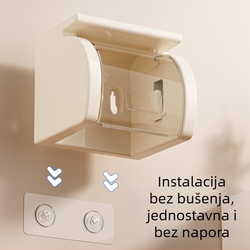 Zidni držač rolnog toaletnog papira bez bušenja, vodootporan, s usisnom čašom za kupaonicu