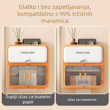 Zidna kutija za maramice za kupaonicu, vodootporna dvostruka kutija za pohranu papira