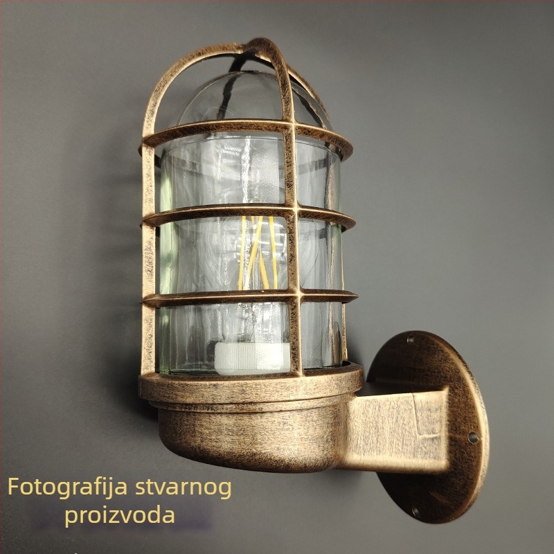 Zidna svjetiljka u industrijskom stilu s retro američko-europskim dizajnom za barove, restorane i hodnike; otporno na eksplozije, vodootporna i otporna na prašinu, aluminijsko kućište, IP55.