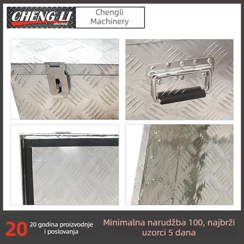 Kutija za alat od aluminijske legure s preklopnim poklopcem, za automobile i pickup, ploča s kvadratnim uzorom