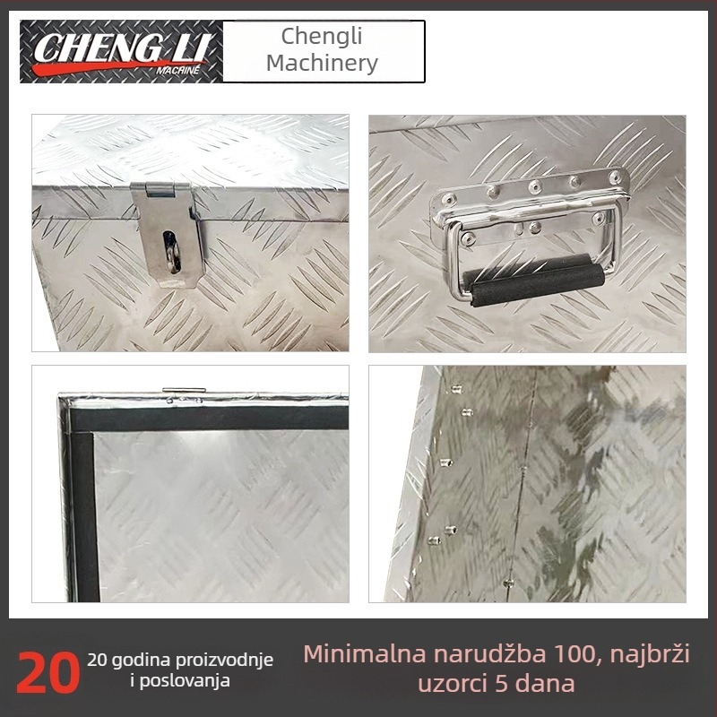 Kutija za alat od aluminijske legure s preklopnim poklopcem, za automobile i pickup, ploča s kvadratnim uzorom