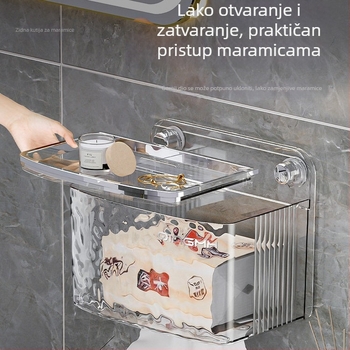 Zidni držač za papirnate maramice i toaletni papir s vakuumskim držačem bez bušenja