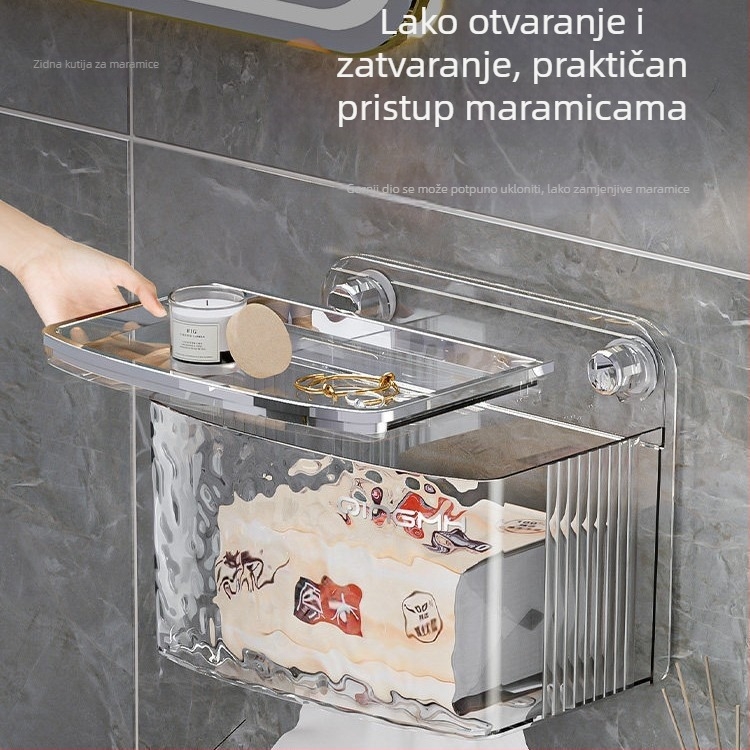 Zidni držač za papirnate maramice i toaletni papir s vakuumskim držačem bez bušenja
