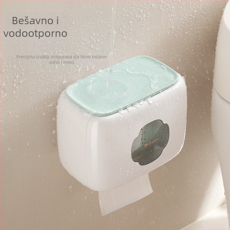 Zidni držač za toaletni papir, bez bušenja, vodootporan, organizator kupaonice