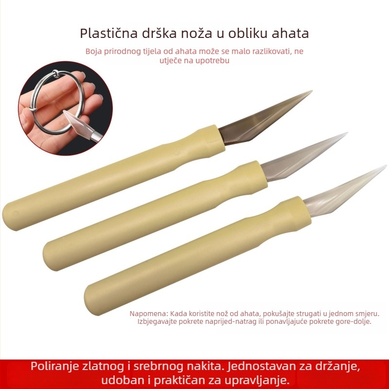 Aluminijski alat s agatnim vrhom za održavanje nakita i poliranje metala (zlato, srebro, bakar, nehrđajući čelik)