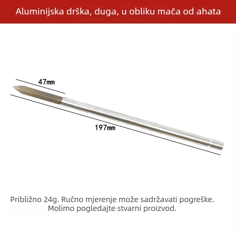 Aluminijski alat s agatnim vrhom za održavanje nakita i poliranje metala (zlato, srebro, bakar, nehrđajući čelik)