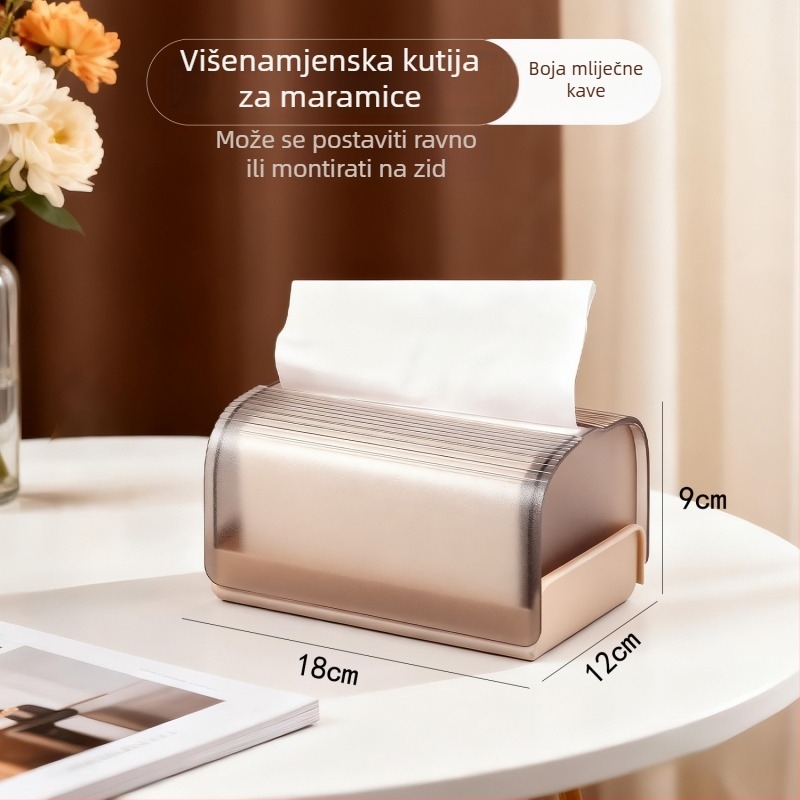 Kutija za maramice s blagim luksuzom – stolni držač za dnevni boravak, kupaonicu i WC, višenamjenska kutija za pohranu s opružnim mehanizmom