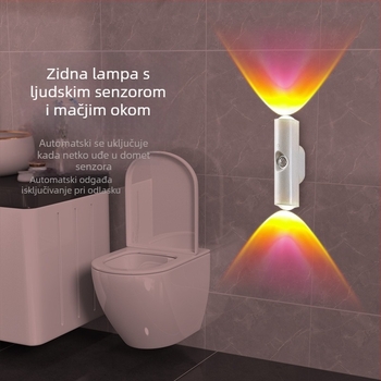 LED noćna lampica s senzorom pokreta, zidna za spavaću sobu – magnetski dizajn mačjeg oka, cijevnog oblika